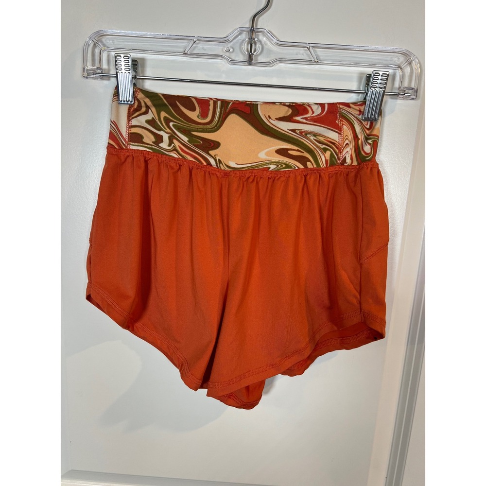 SO Womens Running Shorts Marble Print Waistband Orange XS